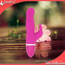 Dildo Rabbit Dual Motor Silicone Sex Toys pour Femme (DYAST084)